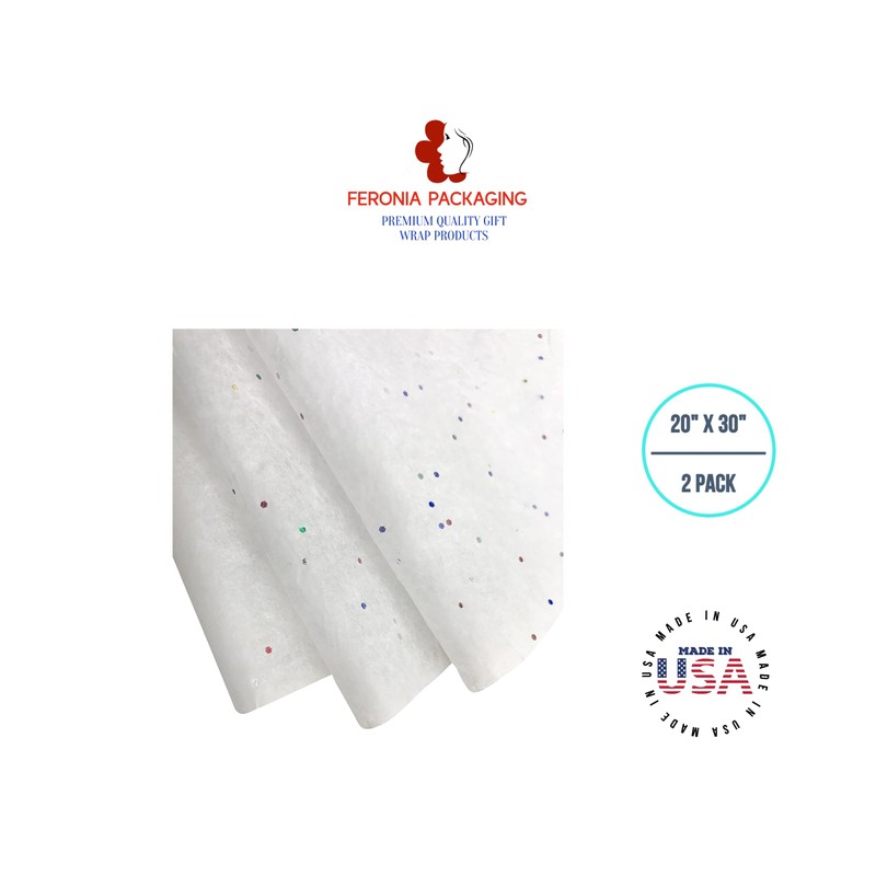 White Glitter Gift Wrapping Tissue Paper 20x30 2 Pack by