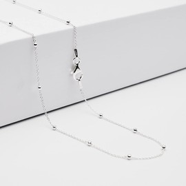 VN Jewelry Silver Necklace for Women 925 Silver Ball Beaded Chain Necklace Layered Stack Chain Choker Necklace 16" 18" 19" 20" 21" 22" 24" in (16 In)