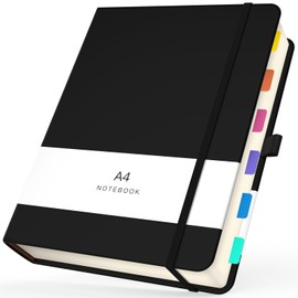 Yarotm A4 Notebook Plain - PU Leather Notebook 21.6x28.5cm - 100g/m² Blank Paper Notepad - Notebook A4 Hardcover 360 Pages - Travel Journal Black Notebooks Note Pad for Daily Writing