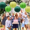brzikwt Green Paper Lanterns 12Pcs Hanging Chinese Lanterns for Wedding