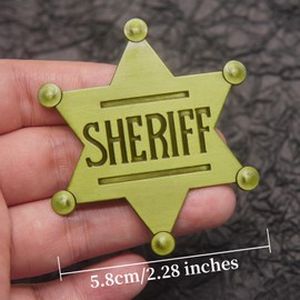 ForFine 1 PCS Sheriff Badge and 1 PCS Deputy Sheriff Metal Brooch Badges Pin Western Cop Star Badge Old West Prop for Adults, Kids, Party
