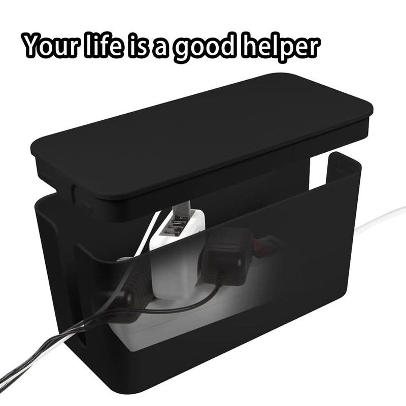Cable Management Box, Cable Tidy Box Black Cable Organiser Box
