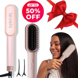 levoni 2 in 1 Fast Heat UpStraightening Brush Professional Hair StylingTool Straightening Brush for Women with 20s Fast Heating