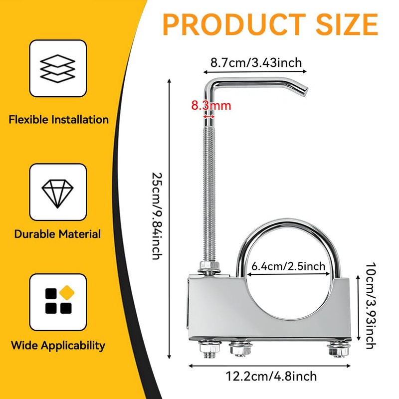 Vurixfo 2.5 Inch Universal Clamp On Exhaust Hanger, U-Shaped Galvanized