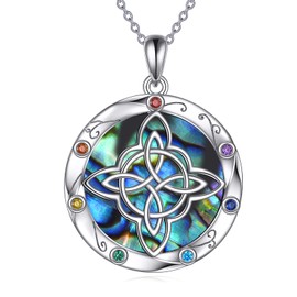 YAFEINI Abalone Shell Necklace Sterling Silver Tree of Life/Hummingbird/Cat/Anchor Pendant Necklace Jewellery Gift Women, Sterling Silver, Abalone