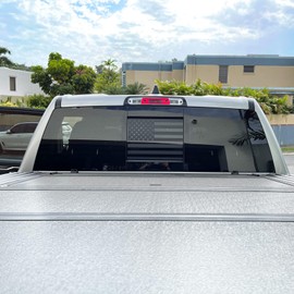 Xinghe for Honda Ridgeline 2022, American Flag Decals for Truck Back Middle Window, Matte Black USA Flag Decal for Truck Back Sliding Window, Waterproof Vinyl, Durable and Easy Remove Truck Decal