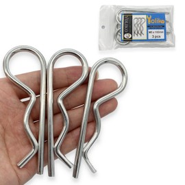 Yoliko 3Pcs Heavy Duty Hitch Pins Clip R Clips Spring Retaining Wire Hair Pins Cotter Pin Strong Spring Tension Large Carter Pin R Clip Large for Trailer Tractors Mower Carts Truck Pin Clip M5x100mm