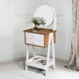 Ugos Furniture Makeup Station and Vanity Table Set with Mirror, Cosmetic Organizer Storage