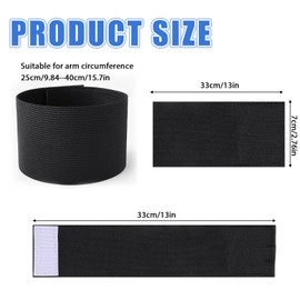 4PCS Captain Armbands, 7x33 CM/2.75x13 Inch Black Elastic Arm Band Adjustable Leader Armband Funeral Mourning Band Team Sport Armband for Adult Youth Soccer Volleyball Football Rugby Basketball Player