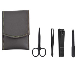 YIUIRUOI Set of 4 Manicure Set Professional Stainless Steel Pedicure Nail Clipper Tools Nail Clipper Manicure with Portable Leather Case for Travel and Home