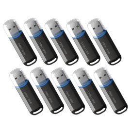 PSA Memoria USB ADATA 32 GB, Kit de 10 Piezas, 2.0 con Tapa Color Negro/Azul (Modelo AC906-32G-RBK) C906, Diseño Elegante, Paquete de 10, COMPUTO Y PAPELERIA