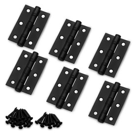 Bwintech 3 Pairs 75 x 50 x 2.0mm(3 inch) Matt Black Steel Fireproof Inner Door Hinge, Square Corners, Ball Bearing Hinge for Residential and Commercial Buildings