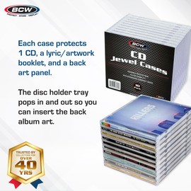 BCW CD Jewel Cases - 20 Pack | Clear CD Cases for Standard Discs | Durable Plastic Storage and Replacement Jewel Case