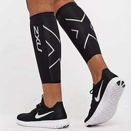 [2XU] Two Times You Unisex Compression Calf Guard Black (BLK/BLK) S, black (BLK/BLK)
