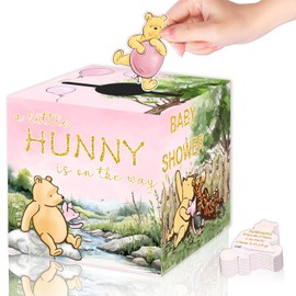 50 Pcs Winnie the Cute Pooh Gender Reveal Decorations - Diaper Raffle Card Box for Baby Shower - Baby Shower Card Box Party Decorations, Party Favors Decorations Supplies(Pink)