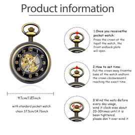 SUPBRO Women's Men's Pocket Watch Analogue Mechanical Chain Watch Pocket Watch with Necklace Sweater Chain Steel, b, Classic