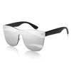 FEISEDY Mirrored Rimless Sunglasses One Piece Lens Reflective Sunglasses for
