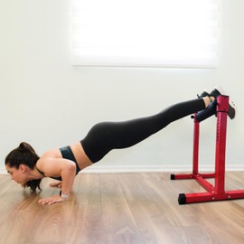 Red Bulgarian Split Squat Stand With 11-Level Single Leg Squat Roller, Single Leg Squat Stand, Lower Body Specialty Machine for Squats,Stretching,Hip Thrus-ters,Triceps Exercises