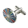 PAIR Multi Enamel Oval Cufflinks Select Gift Pouch