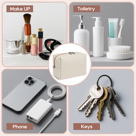 Joyway Travel Makeup Bag, Large Capacity Cosmetic Bags for Women, Waterproof Portable Pouch Open Flat Toiletry Bag Make up Organizer with Divider, Can be fitted with suspenders(White)