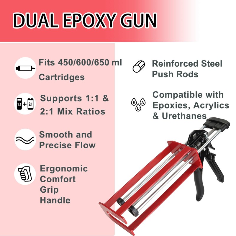 Dual Cartridge Epoxy Gun for 450mL, 600 mL, 650 mL