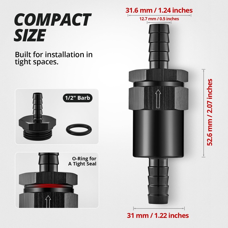 EVIL ENERGY 1/2" Barb Billet Inline Fuel Filter 30 Micron