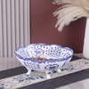LINYTHER Ceramic Fruit Bowl With Holes, Blue And White Porcelain