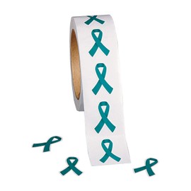 Fun Express - Awareness Ribbon Stickrs Teal 500pc - Stationery - Stickers - Stickers - Roll - 1 Piece