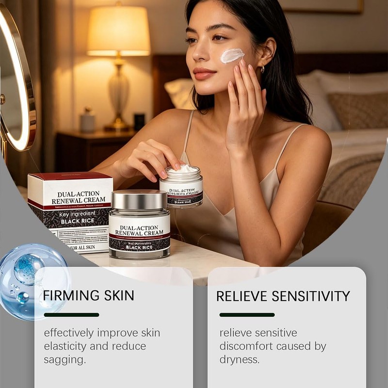 Dual Action Renewal Cream, Black And White Rice Cream