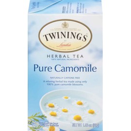 Twinings Pure Camomile Herbal Tea Individually Wrapped Bags, 20 Count Pack of 6, Caffeine Free