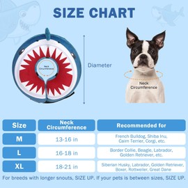 SCENEREAL Dog Cone Alternative After Surgery Donut Collar, Soft Pet Recovery Pillow Collar for Medium Large Dogs, Inflatable Adjustable Neck Collars to Prevent Licking, Shark Print E-Collars
