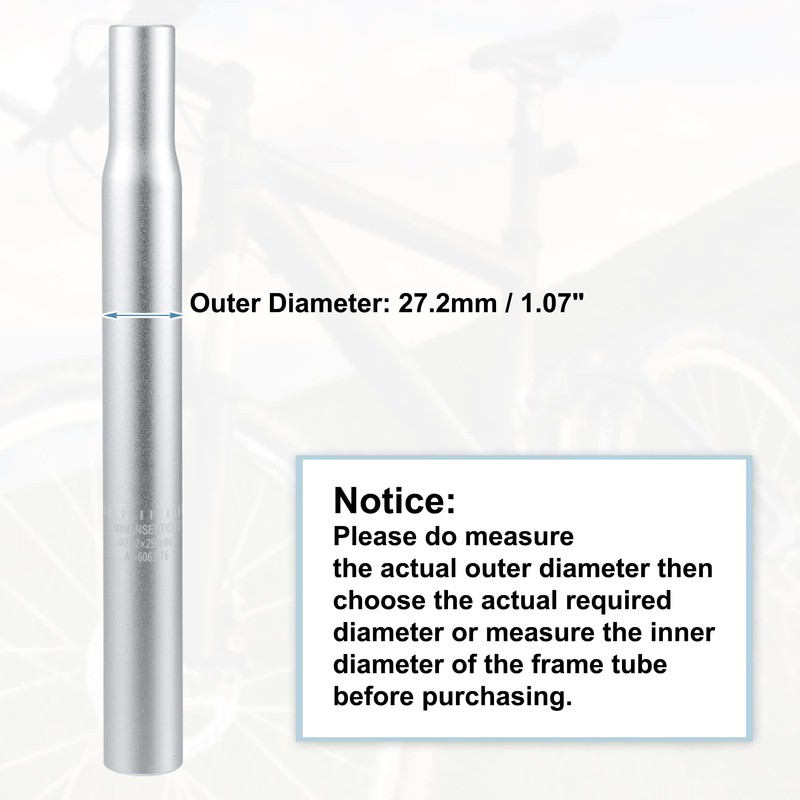 X AUTOHAUX 27.2x250mm Bicycle Seat Post Seat Tube with Scale
