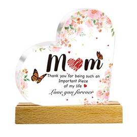 Birthday gift for mum gifts mother daughter gift mum acrylic sign in heart shape acrylic plaque I love you gifts heart-shaped acrylic plaque decoration (for mum)