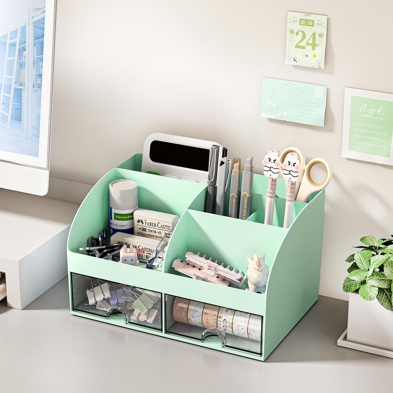 COMFYROOM Desk Organizer and Accessories with 6 Compartments and 2