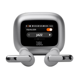JBL Live Beam 3 Audífonos Inalámbricos NC Bluetooth, Drivers de 10mm, Reproducción 48 Horas, Pantalla Táctil - Plata (Reacondicionado)