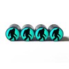 Bigfoot Sasquatch Walking (Teal) Tire Valve Caps - Black Aluminum