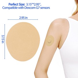 Adhesive Patches Pre-Cut for G7 -(20-Pack)–Waterproof & Sweatproof G7 Sensor Covers, G7 Overpatches Continuous Glucose Monitoring Protection,no Hole & no Glue in The Center（Tan）