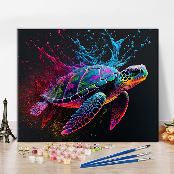 TISHIRON Sea Turtle Paint by Numbers for Adults Beginner and