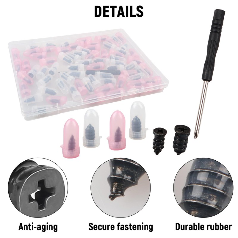 70Pcs Tyre Repair Kit Rubber Nails, Tire Repair Screws with