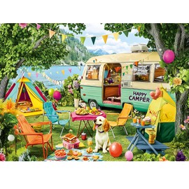 300 Piece Puzzles for Adults,Lakeside Camping Puzzle for Adults Teens,Large Piece Fun Jigsaw Puzzle for Kids Ages 8-10 10-12,Glossy & Sturdy Pieces,Challenging Family Game Great Gift Idea,20.5 x 15 in