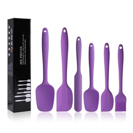 Silicone Spatulas Set, Rubber Spoon Spatula Heat Resistant Spoonula One Piece Design Seamless Spatula Non-Stick Scrapers Baking Mixing Tool (Purple)