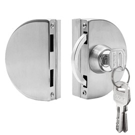 Fits on 1/2" Glass,10 mm -12 mm, Glass Door Lock, Stainless Steel Double Bolts Swing Push Sliding Access Control Office Glass Door Lock with 3 Keys (101-B)