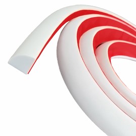 Peel and Stick Quarter Round Molding, 1/2 x 39'' Flexible Rubber Edge Trim, Molding Double-Sided Self Adhesive Wall Corner Trim for Floor, Wall, Tub, Cabinet,Curved Stairs (White-39'')