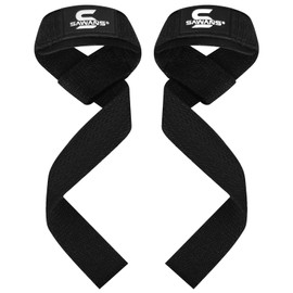 SAWANS Lifting Straps Weight Lifting Wrist Support Fitness Padded Gym Heavy Duty Anti Slip Hand Bar Grips Neoprene Bodybuilding Dumbbell Power Deadlift Barbells Workout Strength (Black)