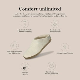 GLERUPS Slip On Slippers Women and Men | Unisex Slip-on Wool Slippers with Leather Sole | Comfy Slippers Women Men | Cosy Gents and Ladies Slippers