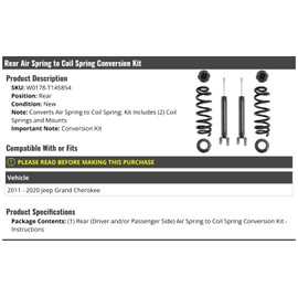 Rear Air Spring to Coil Spring Conversion Kit - 8-Piece - Compatible with 2011-2020 Jeep Grand Cherokee