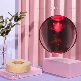 3D Solar System Crystal Ball Lamp with 16 Color Wooden LED Base, 3.15 in Solar System Ball Light with Remote & Touch Control for Birthday Christmas Gifts for Boys Girls