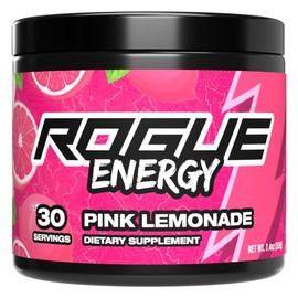 Rogue Energy Rogue Energy Drink Powder for Long Gaming Hours - Gaming Energy Powder for Mental Focus - Sugar & Gluten Free - Gaming Supplement with Caffeine & Vitamins - Made in USA (Pink Lemonade - 30 Servings)