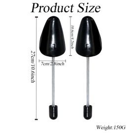 2Pairs 27cm/10.6inch Black Plastic Shoe Tree Stretcher Shaper for Women Adjustable Spring Shoes Boot Holder Shaper Support