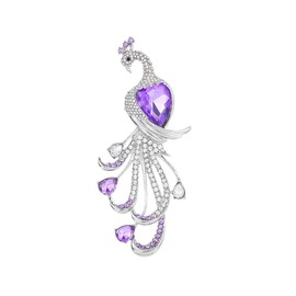 WMHaiMo Rhinestone Peacock Brooch Pins for Women Fashion Vintage Crystal Animal Bird Brooches Lapel Pin Jewelry Gifts(Purple)